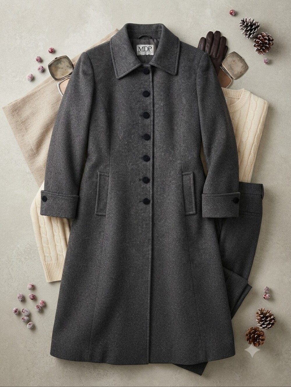 Vintage Mario De Pinto Long Gray Wool Coat